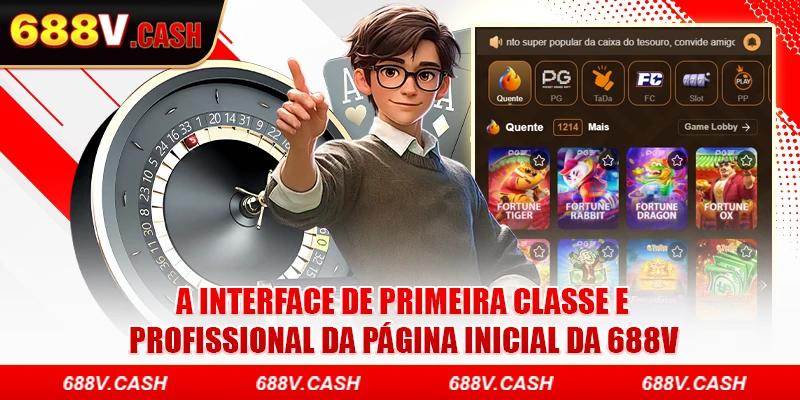 A interface de primeira classe e profissional da página inicial da 688V
